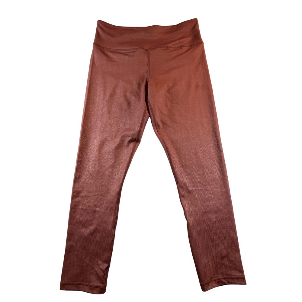 Zyia Active Copper Textured Dot High Waisted Leggings Size 12 Brown Rust Yoga